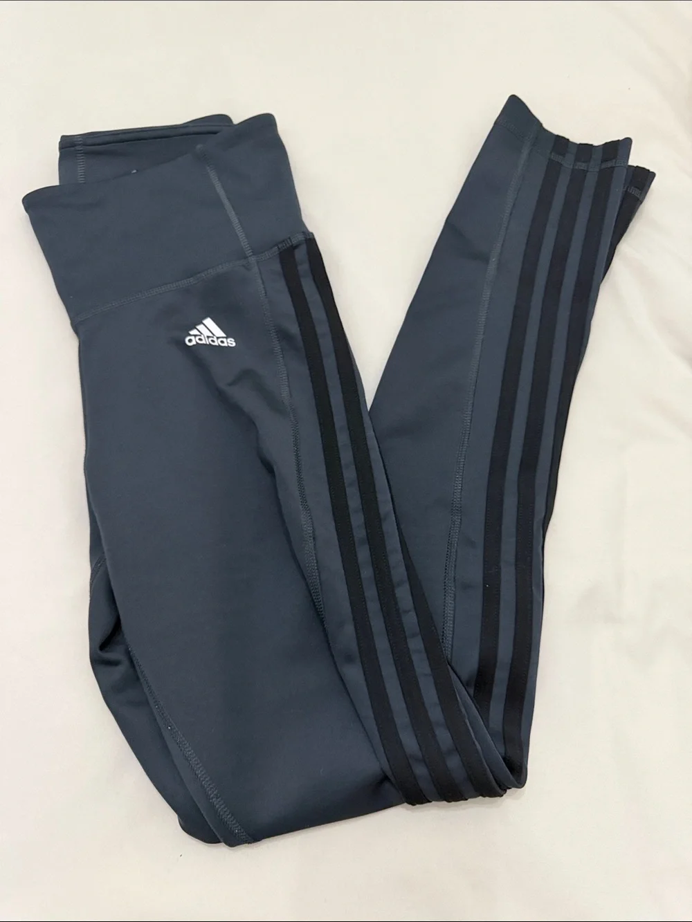 adidas Women's ' Dark Gray 3-Stripe Performance Leggings Size Small